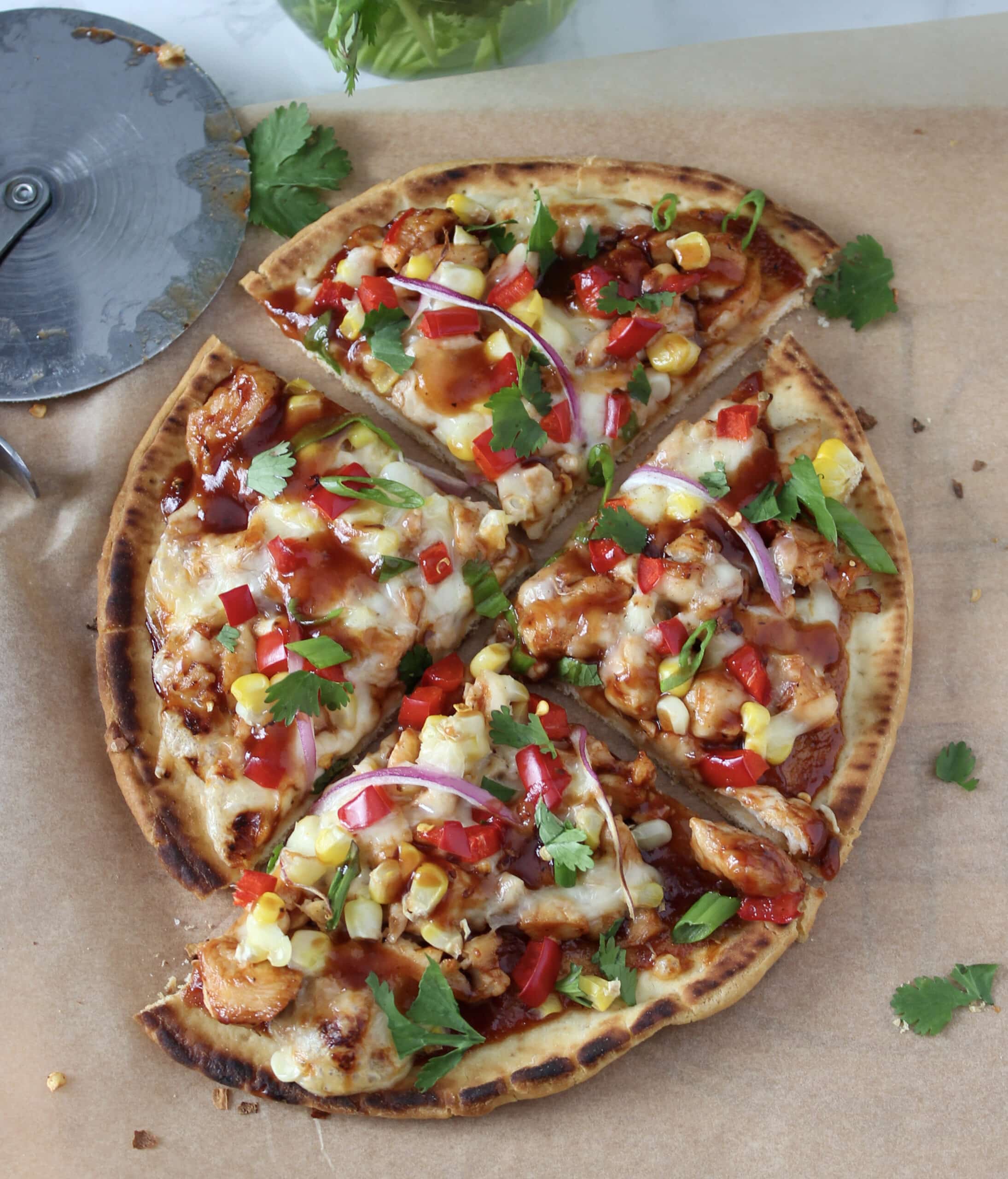 Easy BBQ Chicken Flatbread - Cooking Up Memories