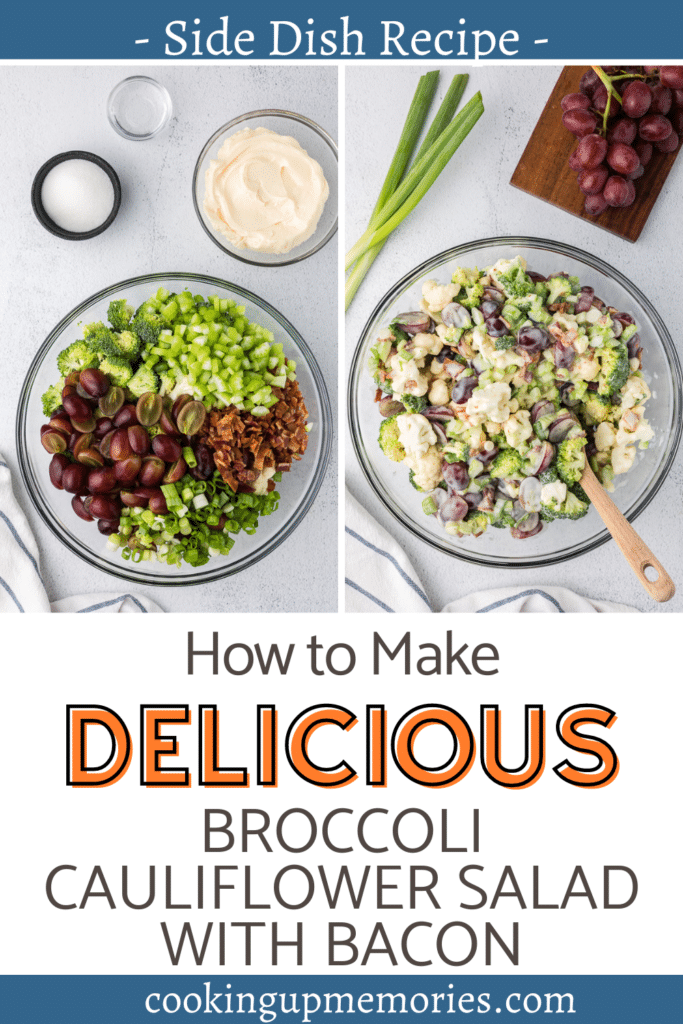 Broccoli Cauliflower Salad with Bacon Pin