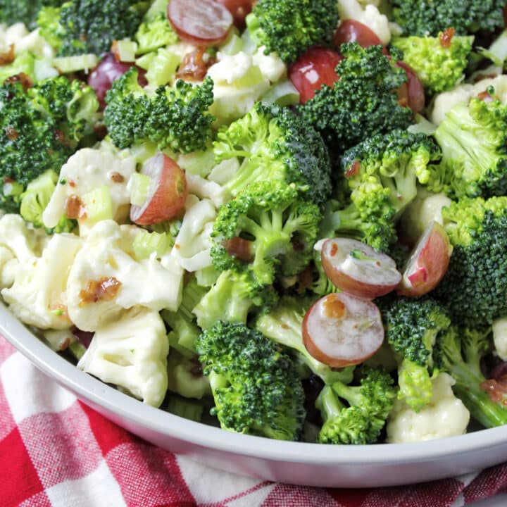 Easy Broccoli Cauliflower Salad With Bacon Cooking Up Memories