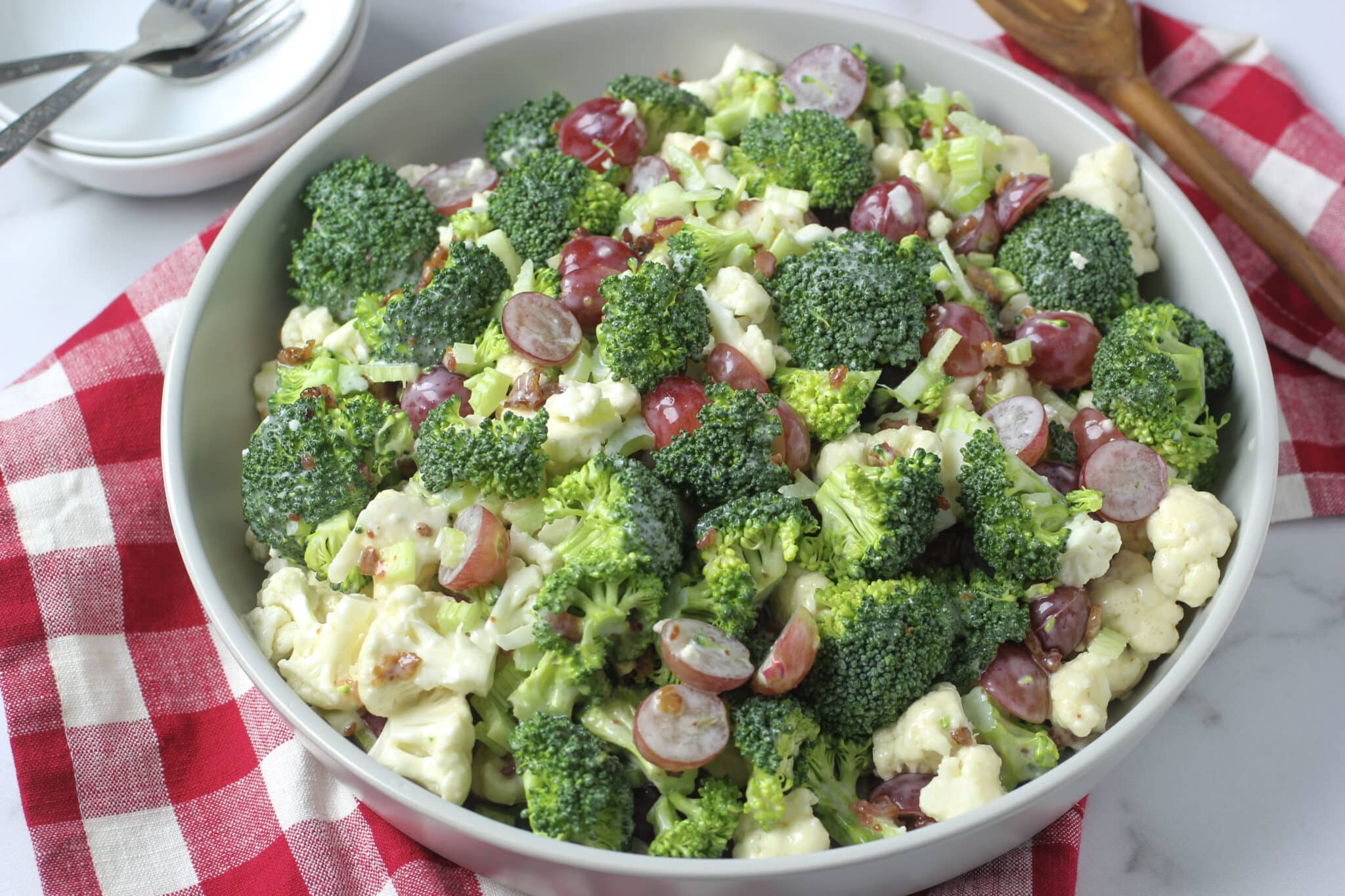 Easy Broccoli Cauliflower Salad With Bacon Cooking Up Memories