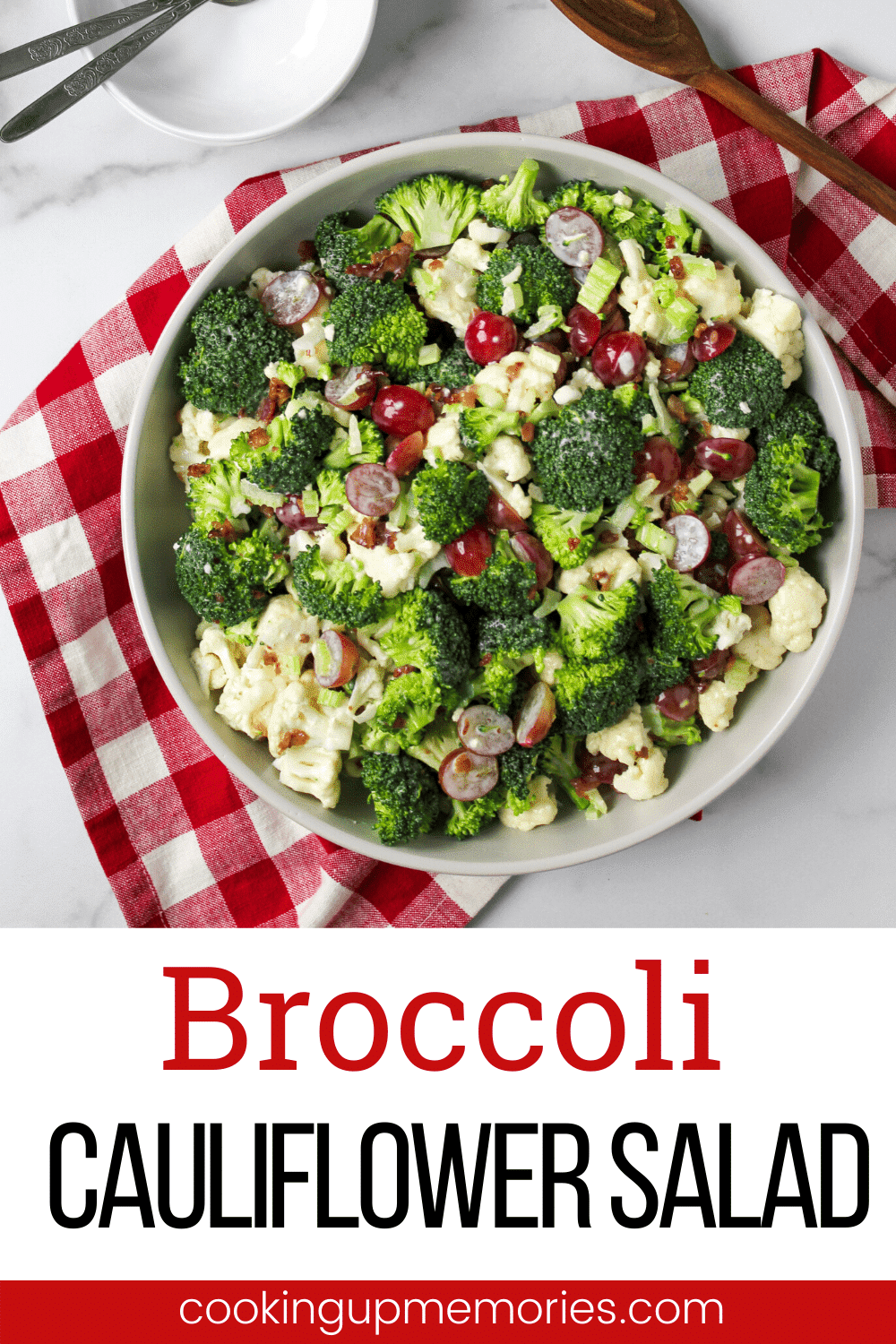 Easy Broccoli Cauliflower Salad With Bacon - Cooking Up Memories