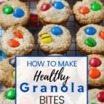 granola bites on cooling rack with pinterest text