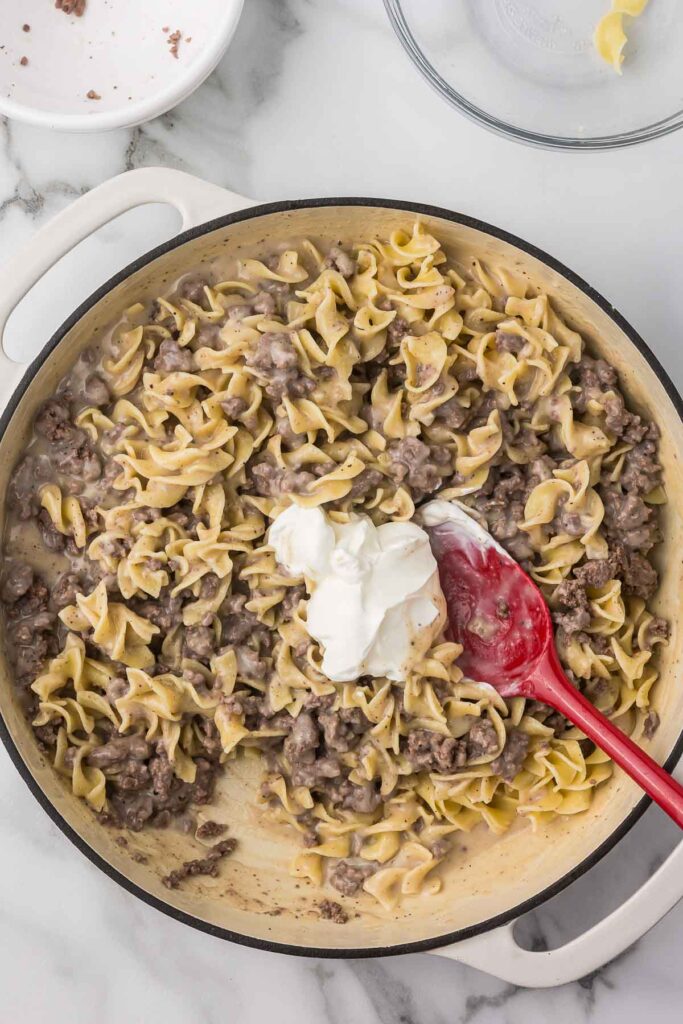 The Best Hamburger Stroganoff Recipe | One Pot Dinner - Cooking Up Memories