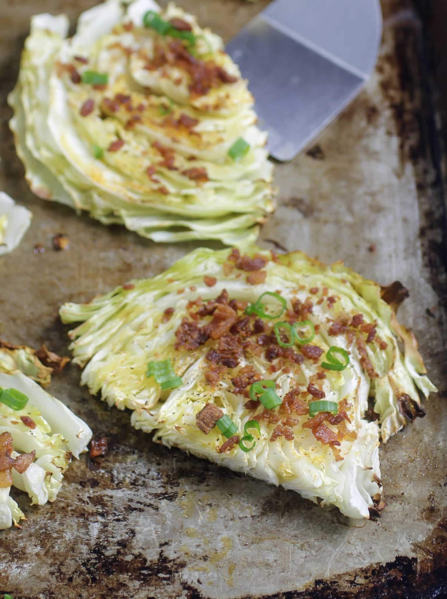 Low-Carb Roasted Cabbage with Bacon - Cooking Up Memories