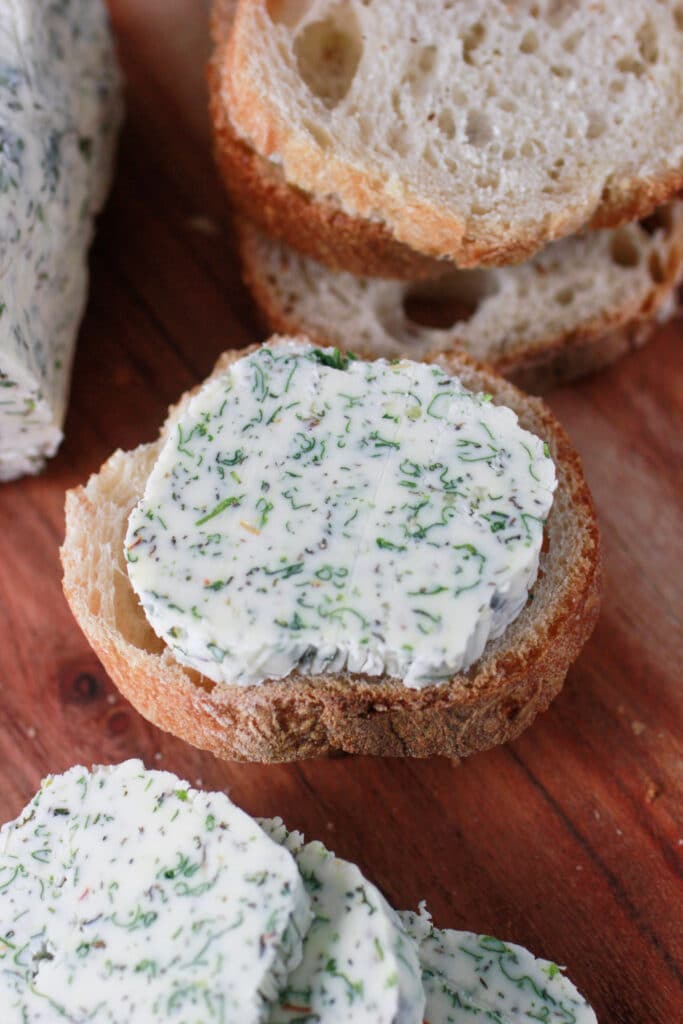 Herb Butter on bread.