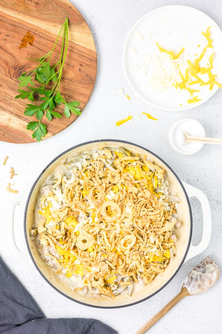 Hamburger Green Bean Casserole - Cooking Up Memories