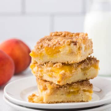 Three Peach and Cream bars stacked on top of each other.