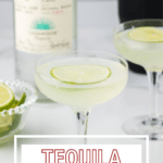 Tequila Gimlet in a glass by Cookingupmemories.com