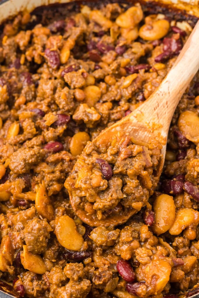 BBQ Baked Beans with Ground Beef Cooking Up Memories