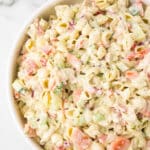 Tuna Pasta Salad in a white bowl.