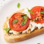 Cottage cheese toast with tomatoes, basil and balsamic glaze.