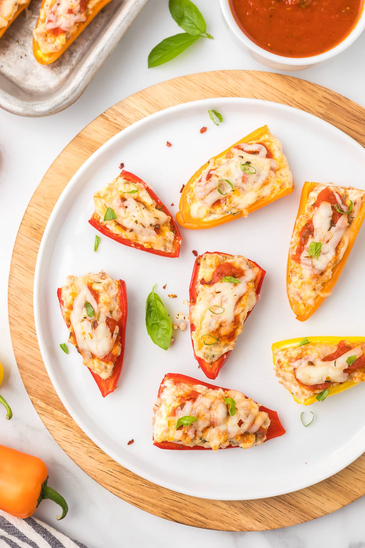 Sausage Stuffed Mini Peppers on a plate.