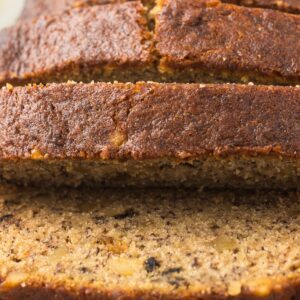 Banana Bread without brown sugar slices.