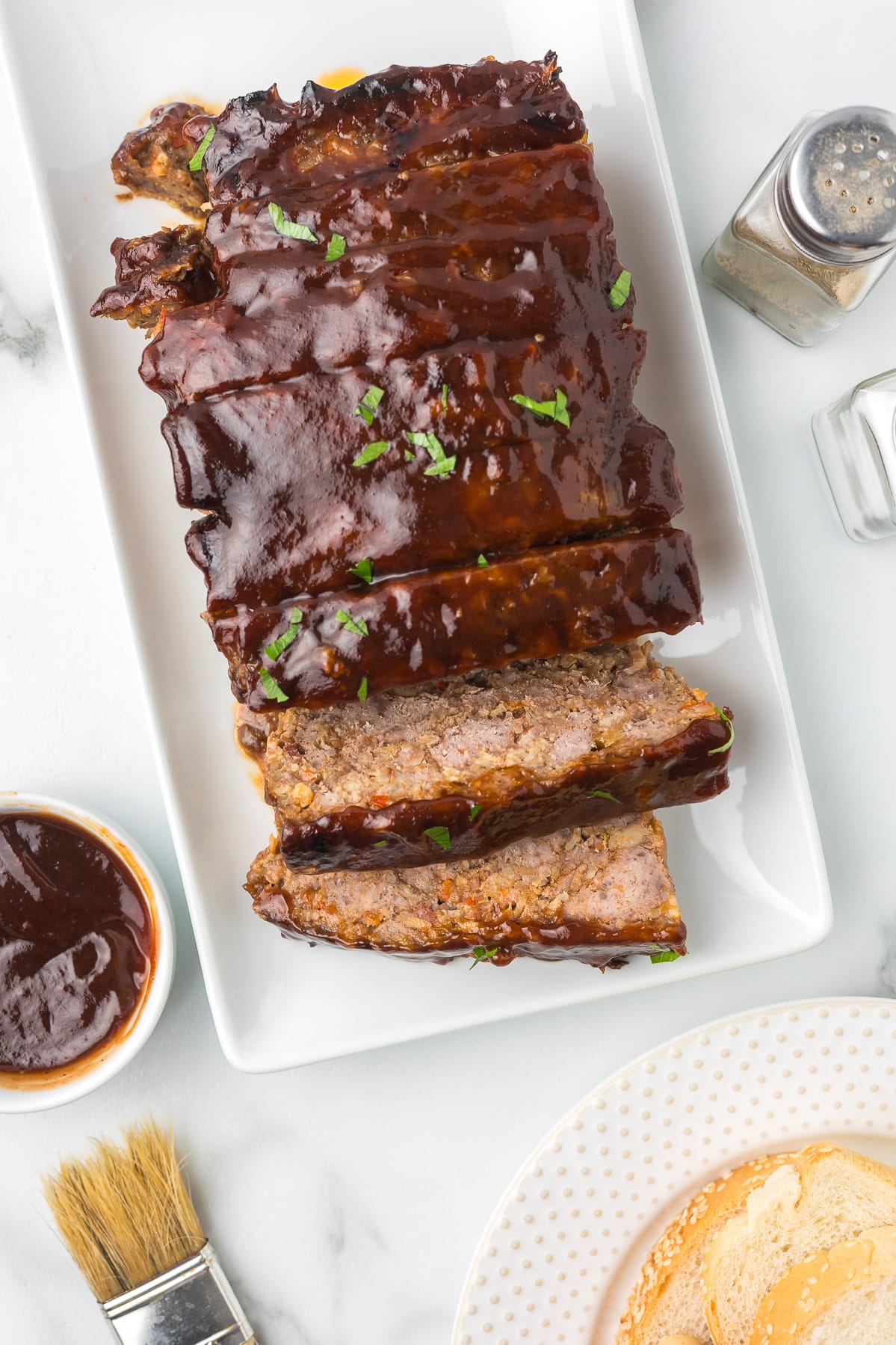 Meatloaf with a bbq sauce glaze.