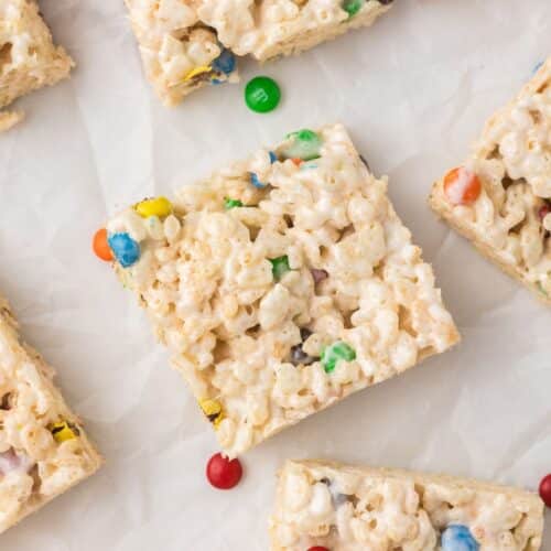 M&M'S White Chocolate Marshmallow Crispy Treat is the ultimate