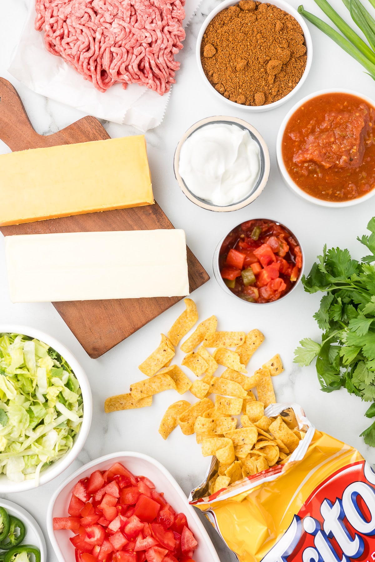 Ingredients to make walking taco bake.