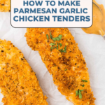 How to make parmesan garlic chicken tenders chicken tenders on paper with sauce