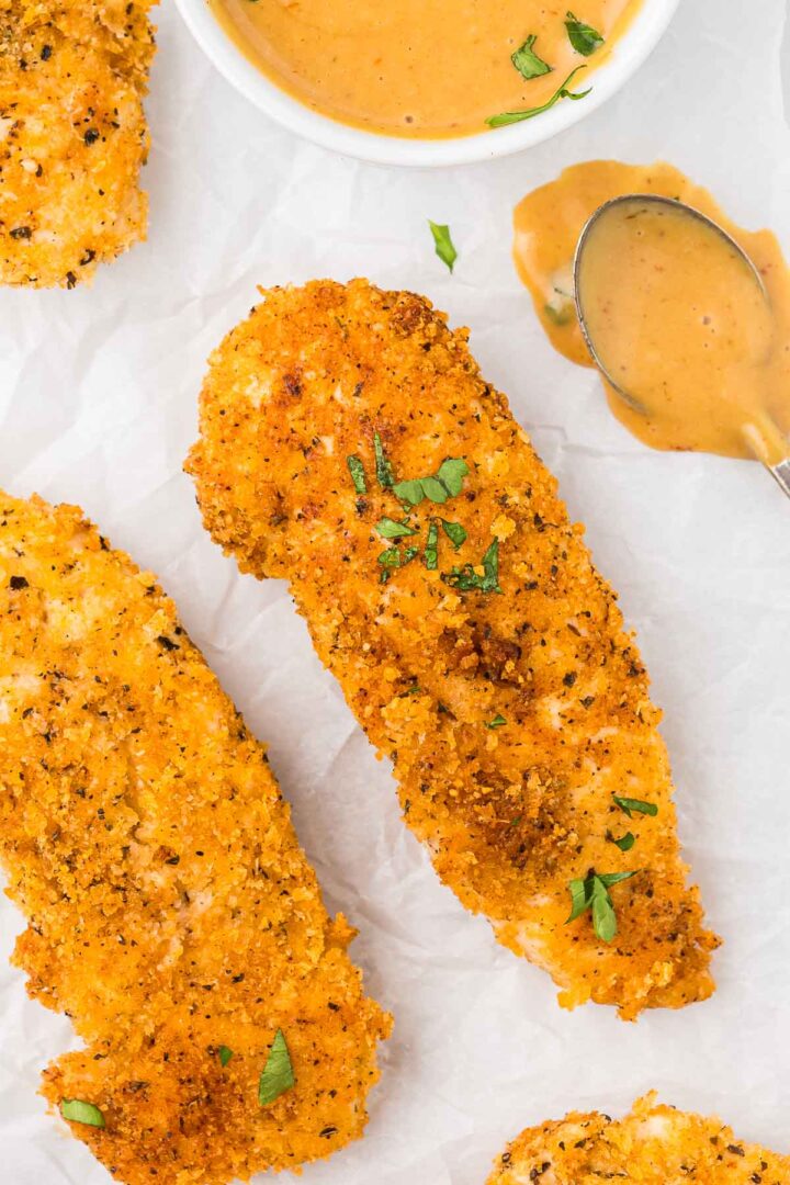 Oven Baked Parmesan Chicken Tenders - Cooking Up Memories