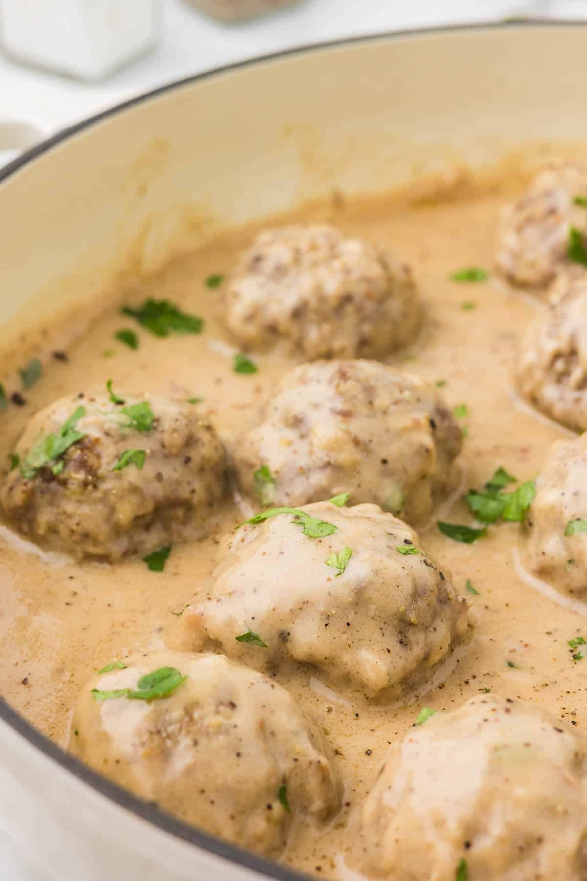 Swedish meatballs in a dutch oven.