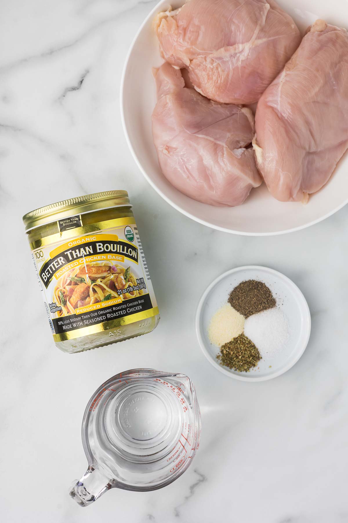 Ingredients to make pulled chicken in the instant pot.