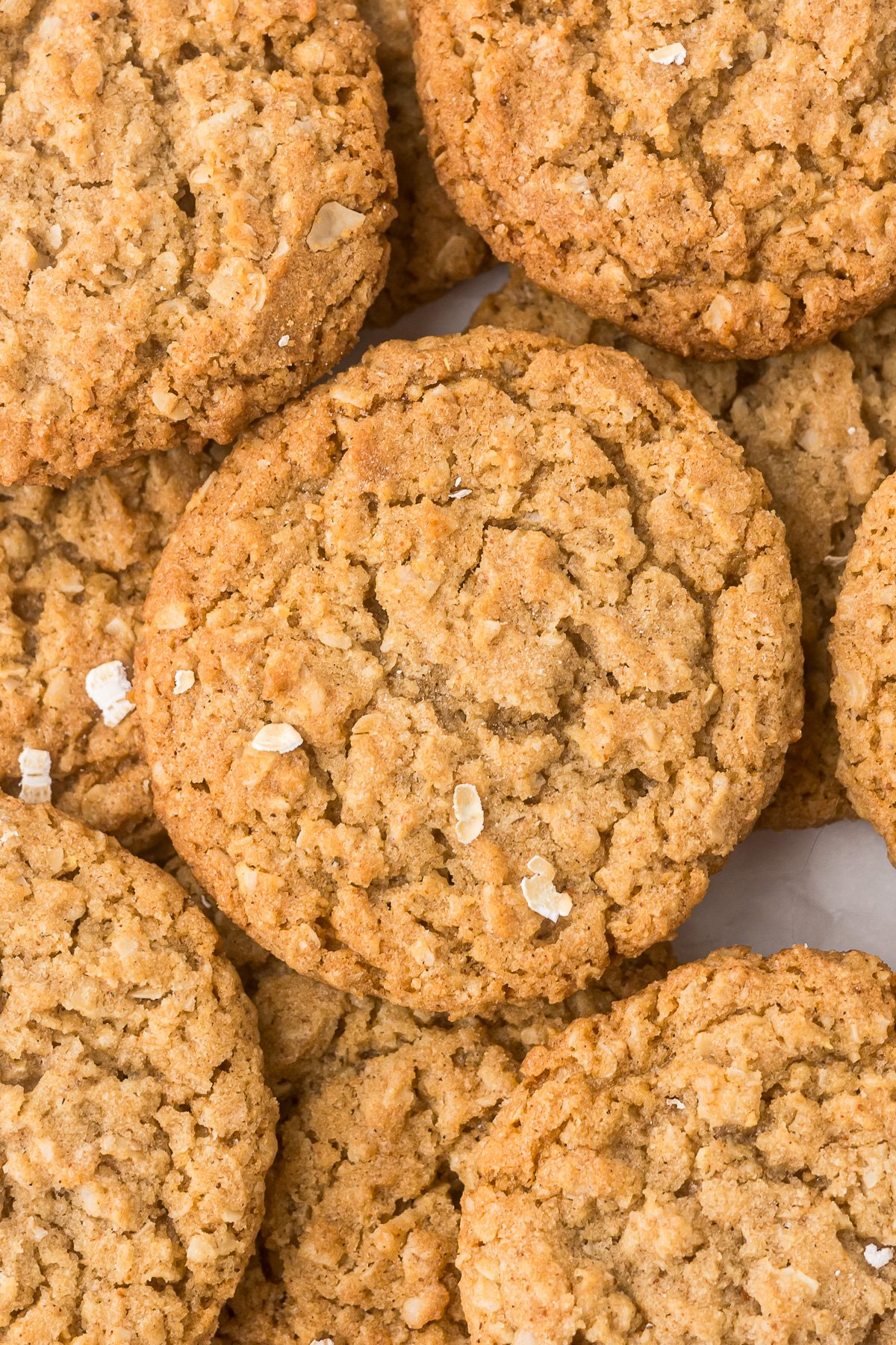 Brown Butter Oatmeal cookies layered on top of one another.
