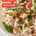 BLT Chicken Pasta Salad ingredientes in bowl